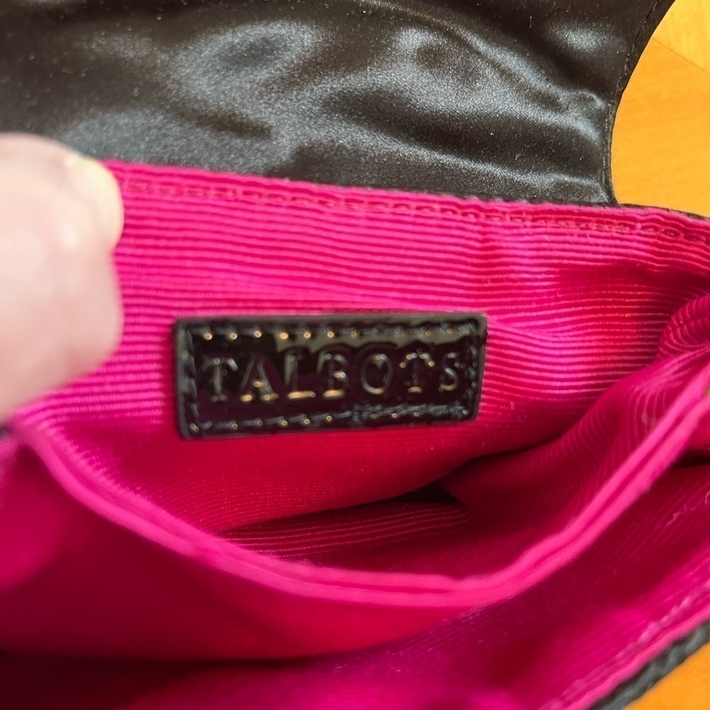 Talbots Black Purse w/Pink Interior-Width 5.75”-Depth 4.5”- Chain 23 1/2” NEW - Picture 8 of 8
